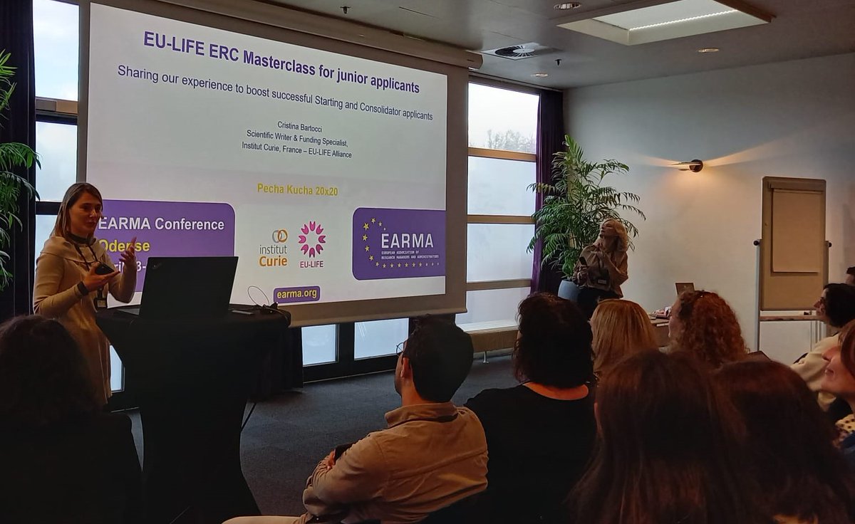Last week, Cristina Bartocci, Scientific Writer & Funding Specialist at @institut_curie & member of the #EULIFE Grants & Funding WG, presented our #ERC Masterclass at the #EARMAconference For more about how to boost successful @ERC_Research applicants ➡️ bit.ly/3JDNClm