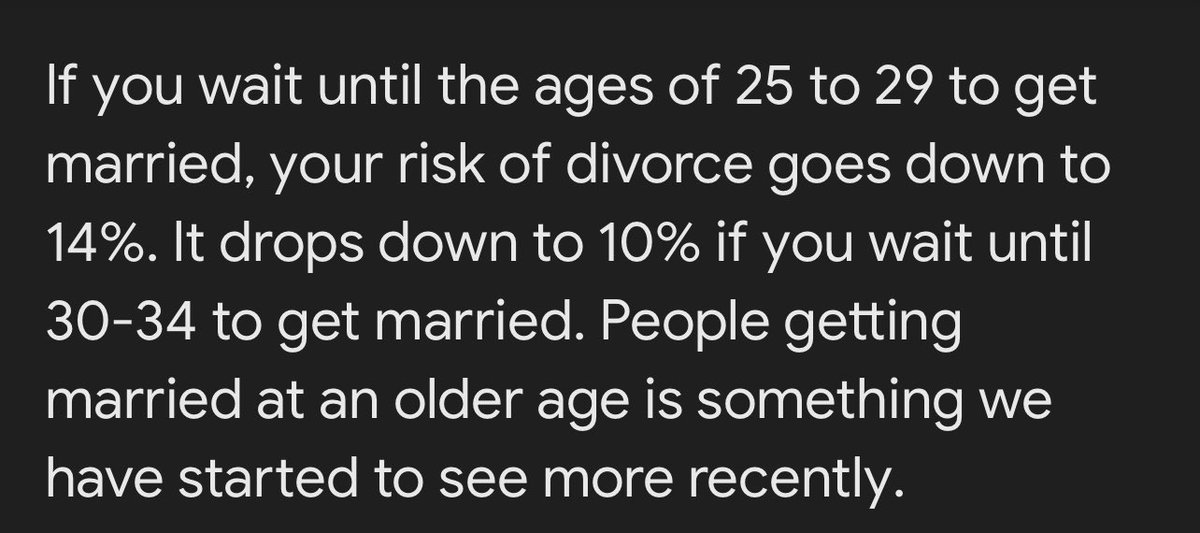 Marriage rates are 1 of those things that look bad overall but the truth is in the details. ppl who get married young divorce 60% of the time, 2nd marriages end 60% of the time, & 3rd marriage end 75% of time. But when ppl get married for the first time at a reasonable age: