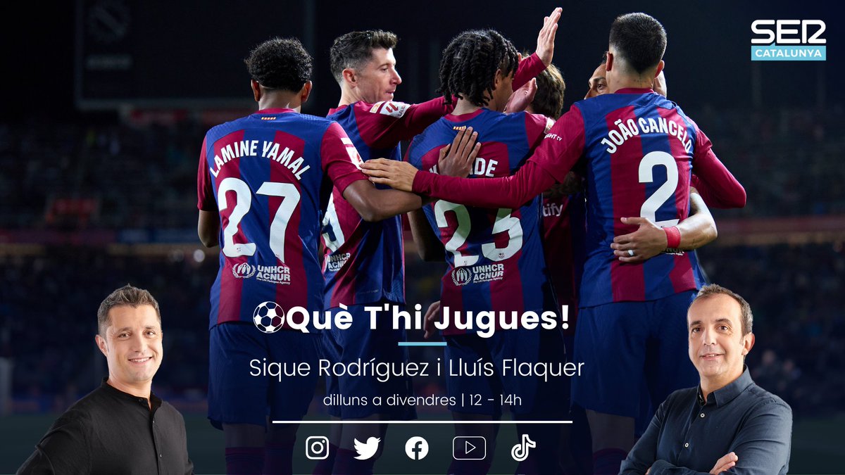 🎙️ Ara comença el #QuèThiJugues amb Sique Rodríguez i @LluisFlaquer! 🔵🔴 La prèvia del #BarçaValencia d'aquesta nit a Montjuïc 🔝 @JofreM11, @alexdelmas10 i @Juligv_8 ▶️ A @SERCatalunya cadenaser.com/sercat/