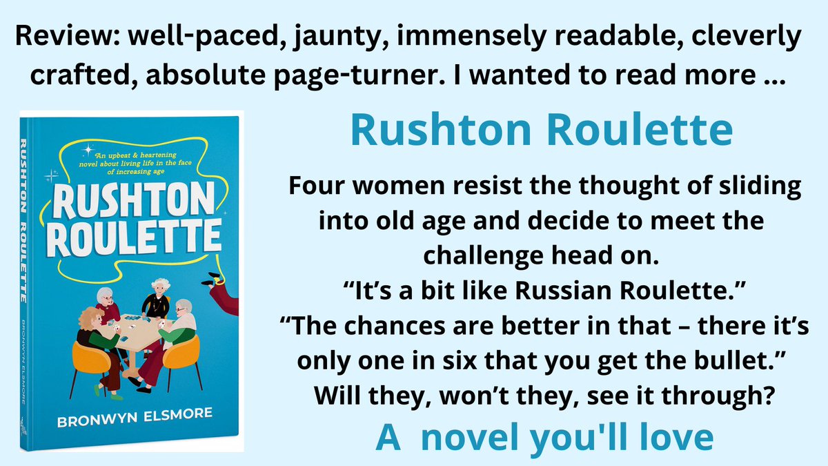Great gift for a special woman in your family
RUSHTON ROULETTE
upbeat and heartening story about 4 women resisting increasing age
Print/ebook/FREEreadKU Amazon
#literaryfiction #FREEread on KU
bitly.ws/ubQN