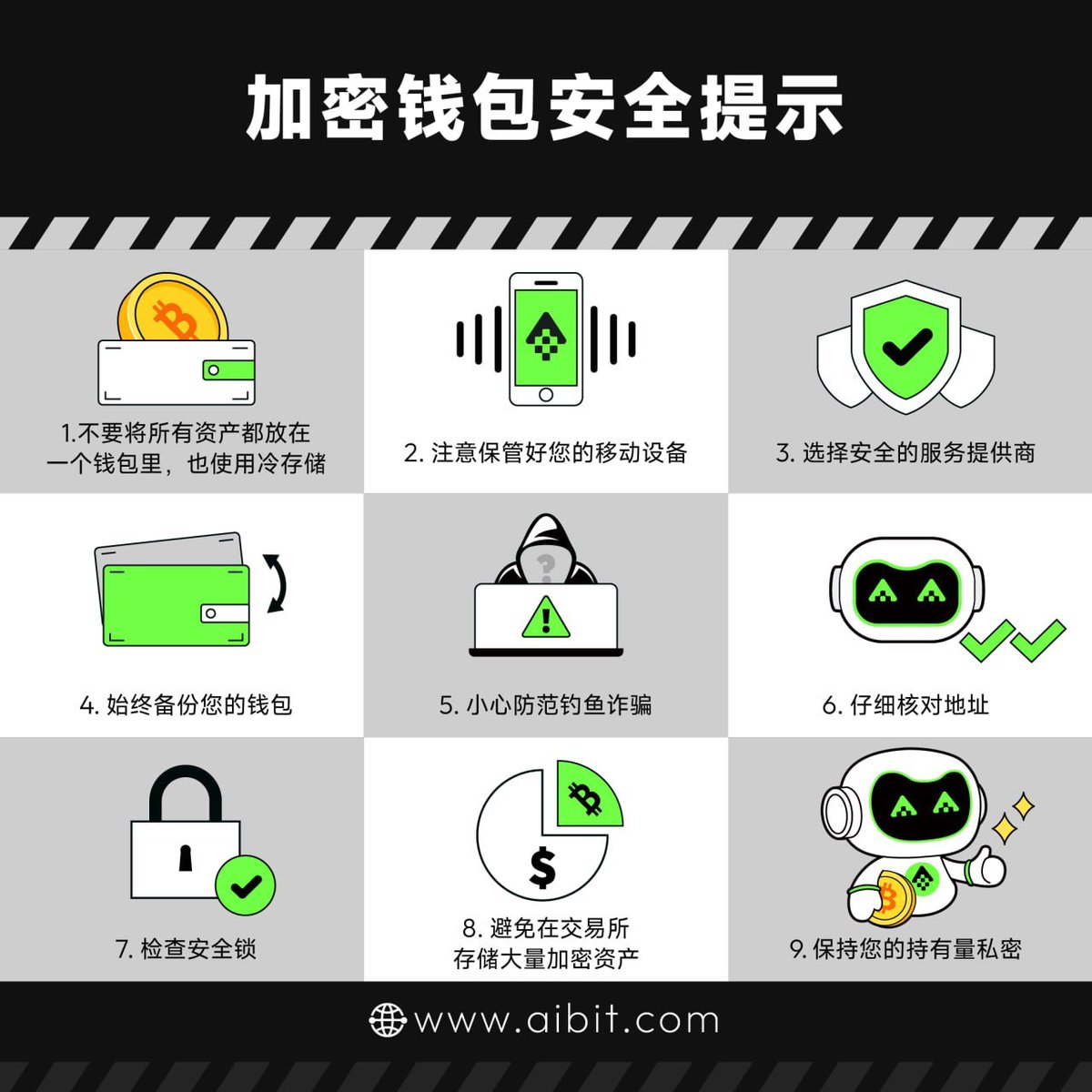 🔐加密钱包安全小提示‼️

⚠️#Aibit 提醒您注意保护您的资产安全！
#Security #CryptoWallet