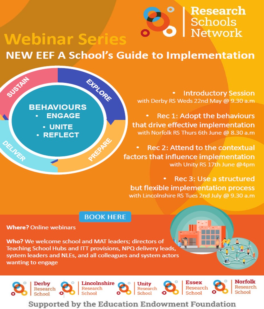 Do not miss the new EEF Implementation Webinars. To book onto a webinar follow this link: docs.google.com/forms/d/e/1FAI…