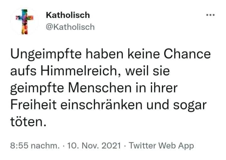 Das nenne ich doch Mal christliche Nächstenliebe oder so ähnlich 👎
#RichtigErinnern #CoronaAufarbeitung #Kirche #Schuld #Sünde #Diskriminierung #Konsequenzen