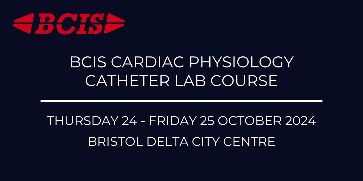 Register for the BCIS Cardiac Physiology Catheter Lab Course: bit.ly/4baRgPv The two-day course will cover the theory of interventions and procedures in the cardiac catheter lab, with a period of supervised practical assessments taken place in the applications workplace