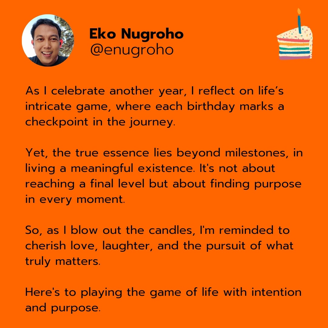 Self note and reminder: Let's play the game of life with intention and purpose.

---
#seebeyondgame #indonesia #gamebasedlearning #Gamification #mindfulness #meaningful #purpose #life #growthmindset