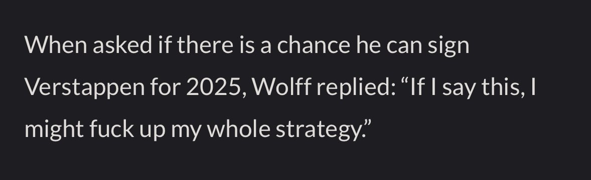 This Toto Wolff quote about signing Max Verstappen from last week is all I can think about since the Adrian Newey leaving Red Bull rumours started 🤔