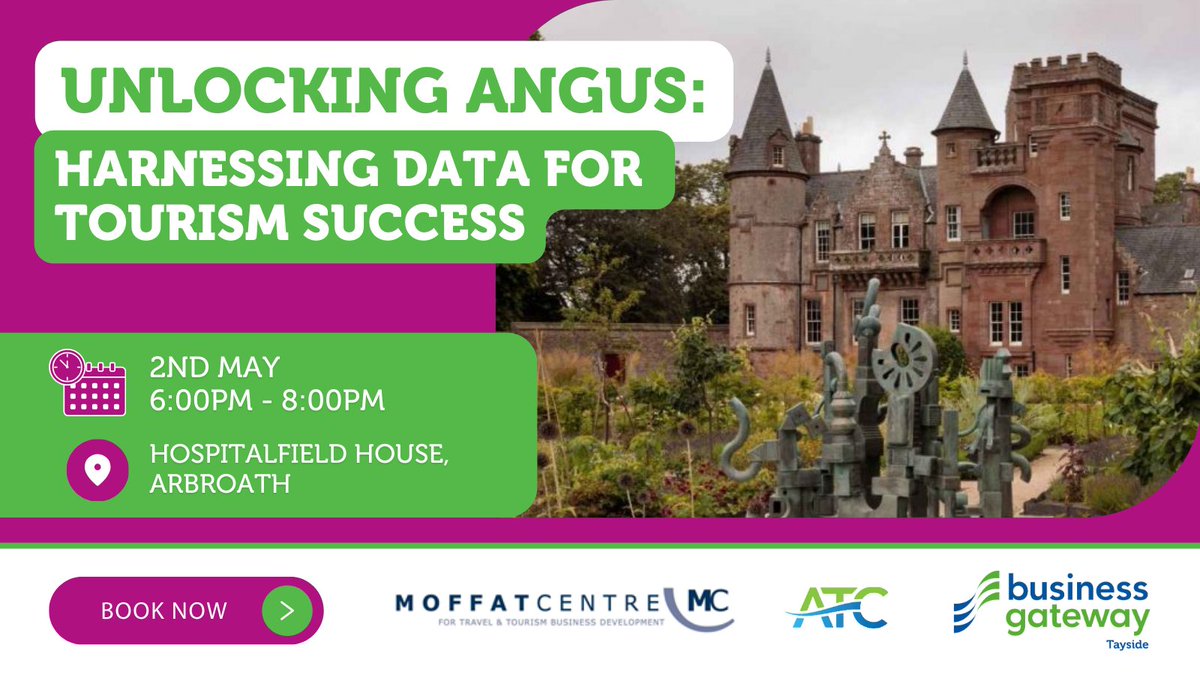 Unlocking Angus: Harnessing Data for Tourism Success. Join @bgateway on 2 May at Hospitalfield in Arbroath to discover the power of data, delve into insights, innovative strategies & tools designed to enhance your business. Register to attend - bgateway.com/events/unlocki…