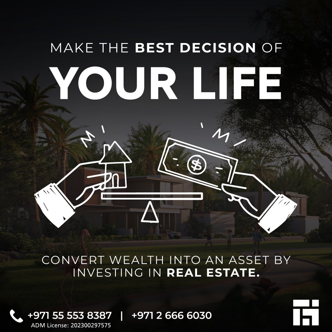 Make the best decision of your life by investing in real estate Contact us today to start your real estate journey #uaeproperties #sustainablehomes #sustainablehomesrealestate #abudhabi #propertyinvestment #uae #dubai #inabudhabi