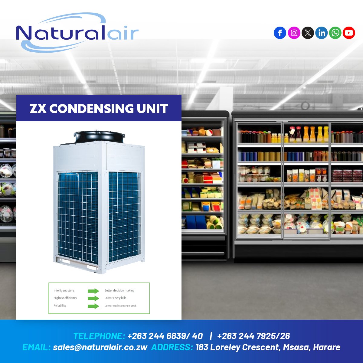 Are you looking for the perfect solution for your coldroom, freezer room, or any refrigeration space?

We offer the best Copeland ZX platform refrigeration condensing units for medium and low temperatures.

#naturalair #keepingthingscool #refrigeration #freezeroom #coldroom