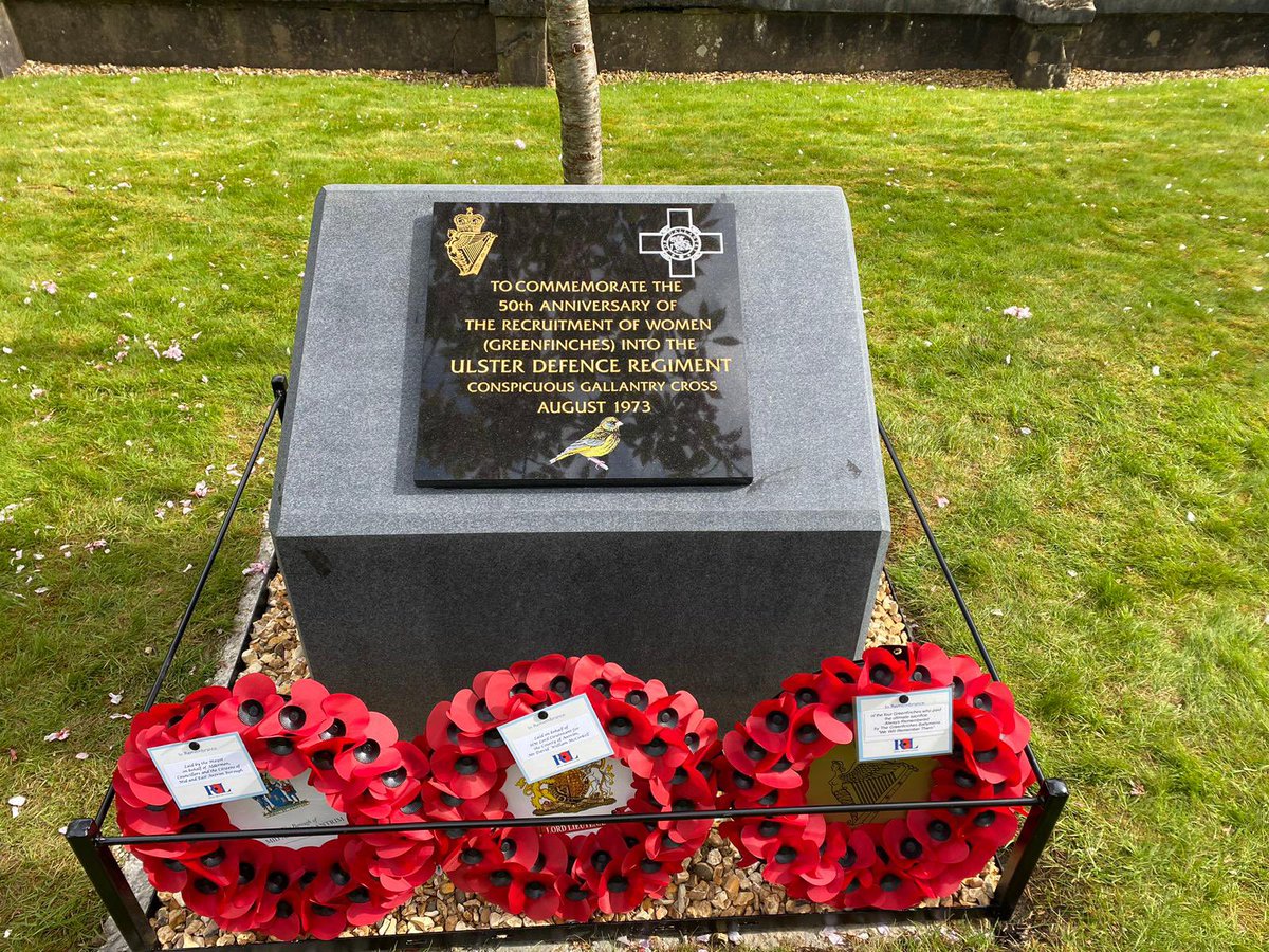 Yesterday Alan Murphy proudly represented @NIVeteransComm at the unveiling of a memorial stone in Ballymena, paying tribute to the female UDR Greenfinches. A poignant moment as we remember their service and sacrifice. Thank you to @mea_bc for this fitting tribute. #Remembrance