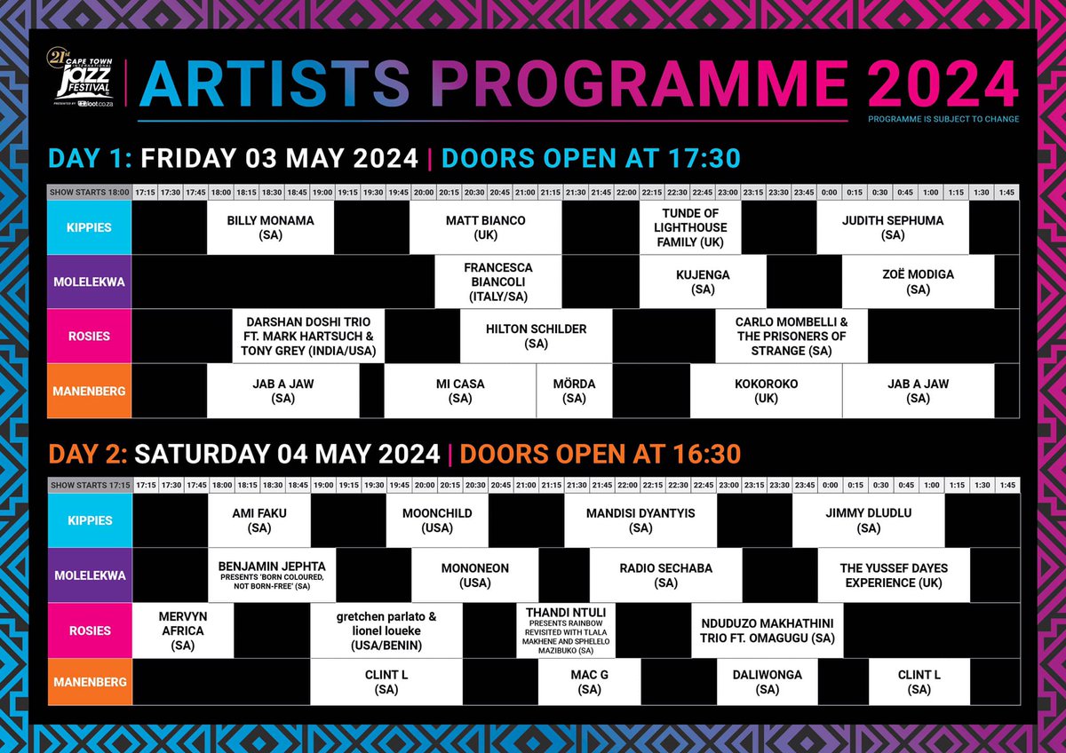 This lineup though 📷
Are you ready for #AfricasGrandestGathering this weekend? It’s not too late to get your tickets here: bit.ly/3TdhNnW
Remember that Magic is giving away tickets, All you have to do is download the Magic 828 AM app and tag a friend! #CTIJF2024