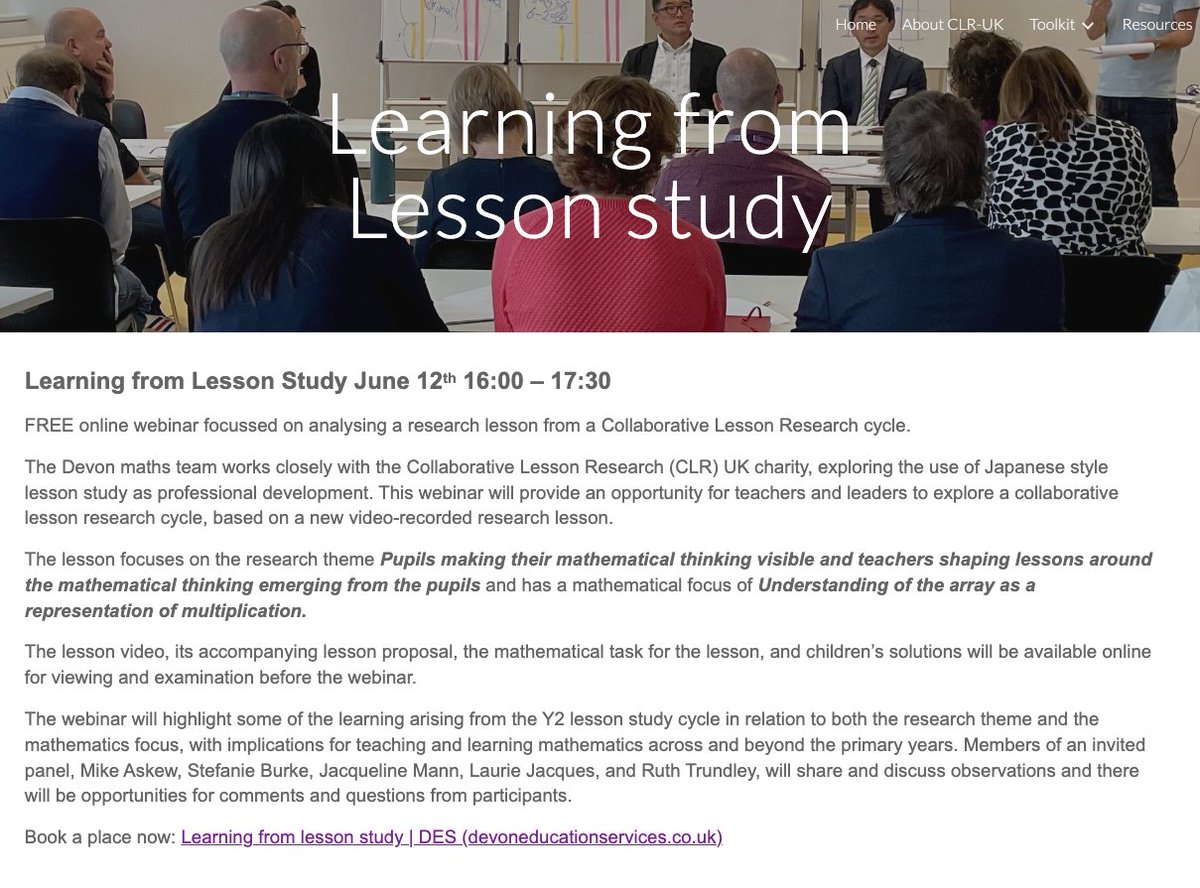 #Lessonstudy online event with brilliant set of colleagues and experts .... @mikeaskew26 @JacquelineTMann @StefanieExeter @SmartJacques @RuthTrundley @Collab_LR more information at ... collaborative-lesson-research.uk/events/learnin…