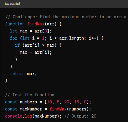 IsaiahCodes's tweet image. LESSON 2: Find the Maximum Number in an Array/List
This operation is useful in various scenarios, such as finding the highest score in a set of data, determining peak performance in optimization problems, and in algorithms for numerical analysis and optimization.