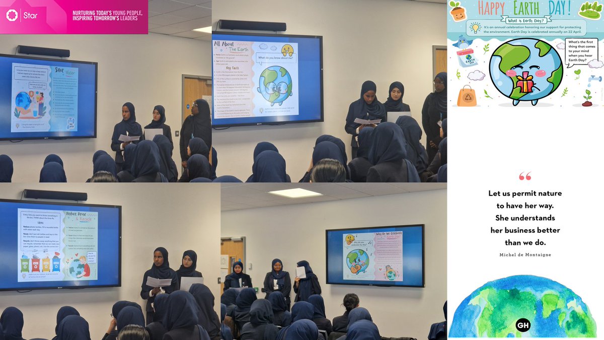 edengirlsslough's tweet photo. EGS students are proud to celebrate Earth Day 2024! Students reiterate the importance of looking after our planet, not just for the day but forever! @EarthDay #HappyEarthDay #LookAfterOurPlanet #ReduceReuseRecycle #Walk #SaveWater #RespectMotherEarth #OnePlanetOneChance https://t.co/qBzF8GaWvv