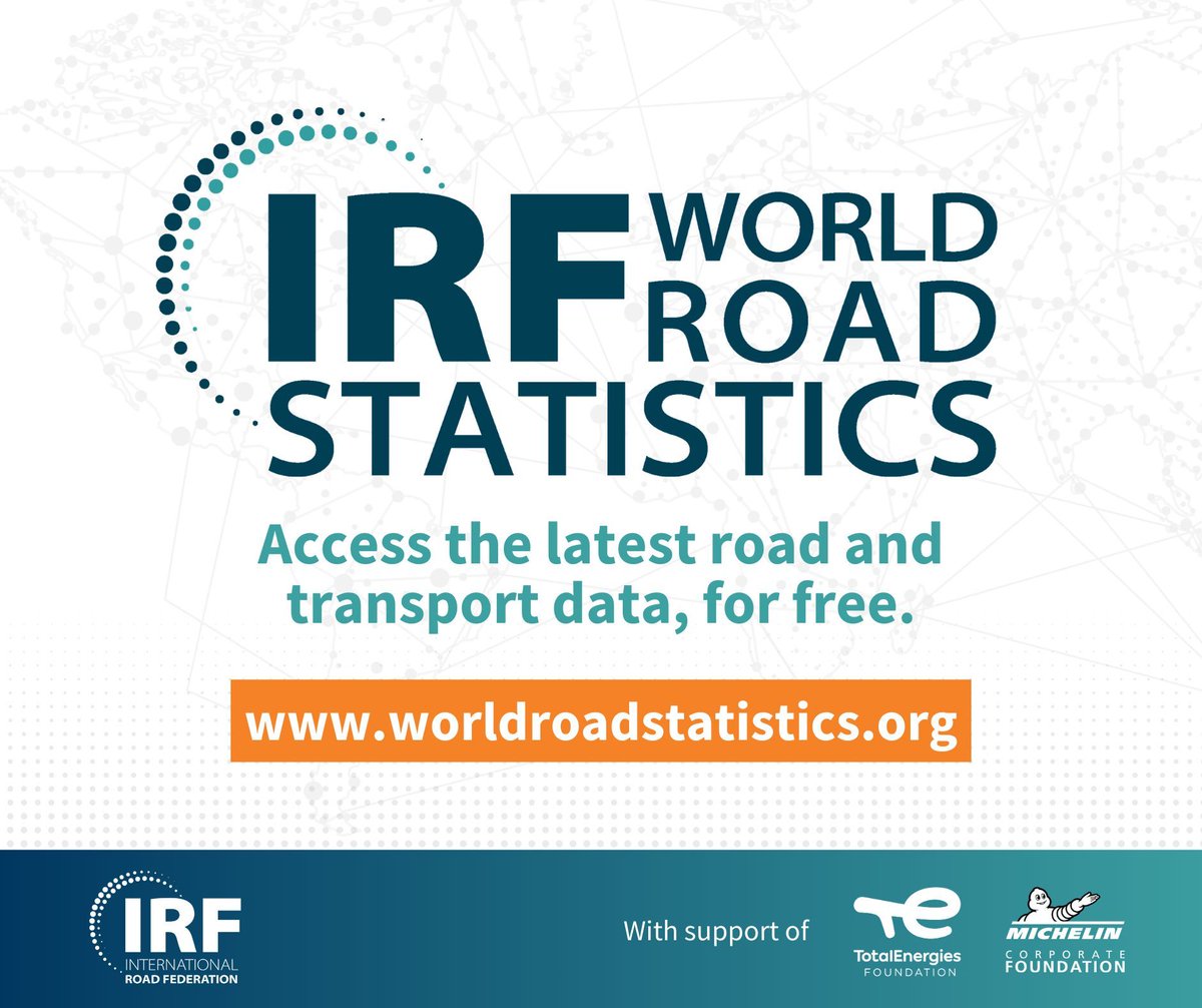 Do you work with #data? The IRF #DataWarehouse is an online platform accessible for #FREE that grants you access to the #IRFWorldRoadStatistics. All you have to do is create your #FREE account through the following link and start exploring! ➡️ buff.ly/3PfWvFF