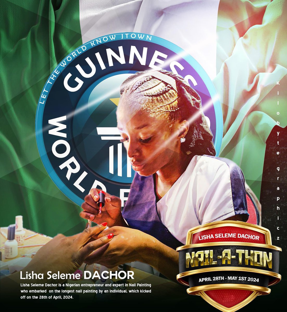 Seleme Dachor is approaching her 11th hour to set the Guinness World Record for a 72-hour painting of artificial nails. Nail can be fixed before coming or at the venue, painting of nails is totally FREE! #Tudunwadabroadcast #inJos #worldguinessrecord #Selemenailathon #JosGirl