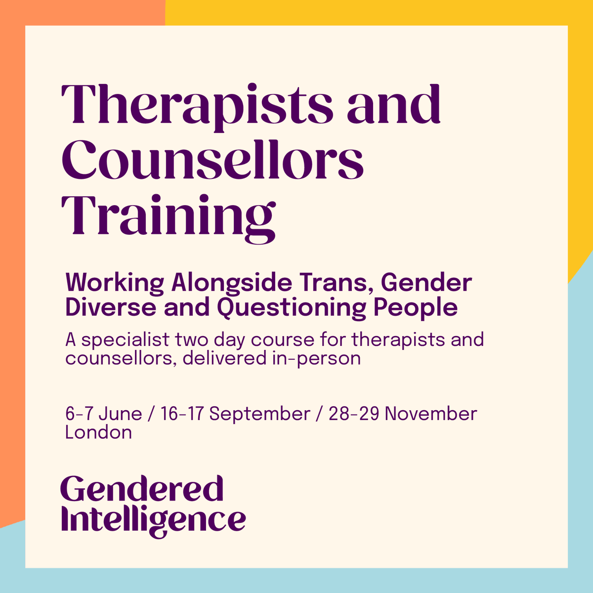 Learn how to work with and support trans patients through interactive exercises and reflective discussions in a small group learning environment, delivered by trainers with therapeutic and trans-specific knowledge and practice.

Information and booking: ow.ly/CaRe50R8b3t