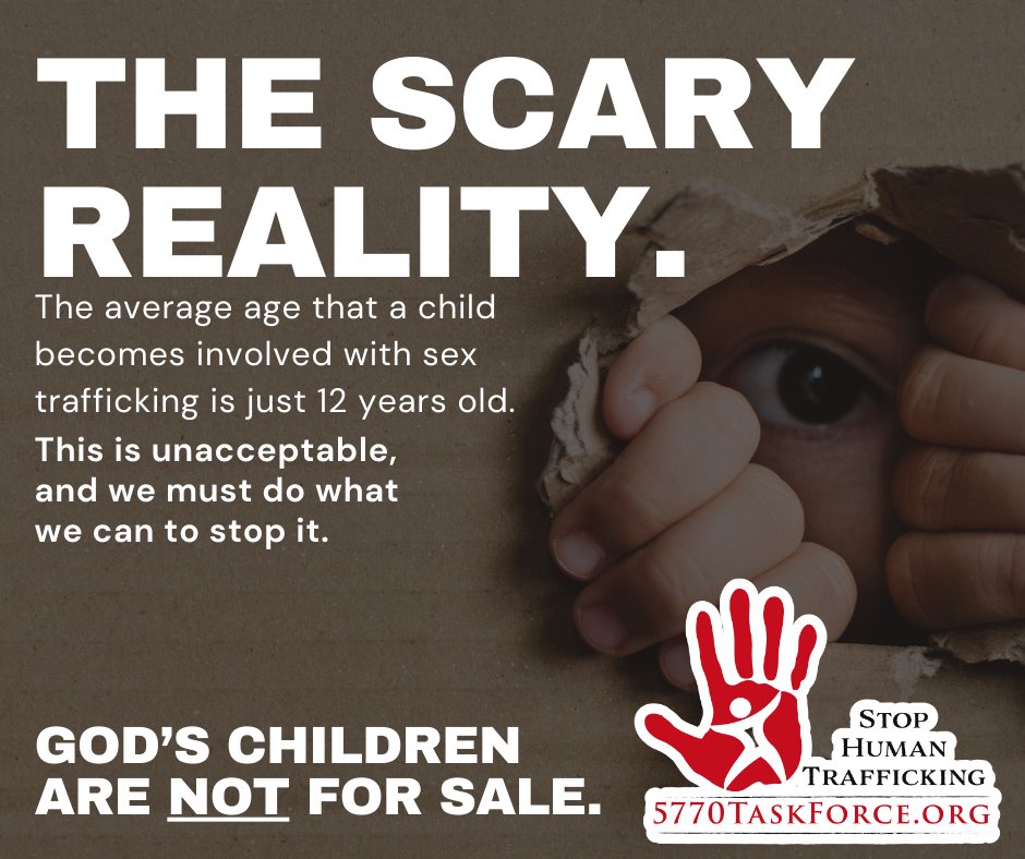 The average age that a child becomes involved in sex trafficking is just 12 years old. This is an unacceptable crime, and we must fight it. There are ways you can help and get involved in fighting this battle. 
Visit our website for more information.
#EndHumanTrafficking