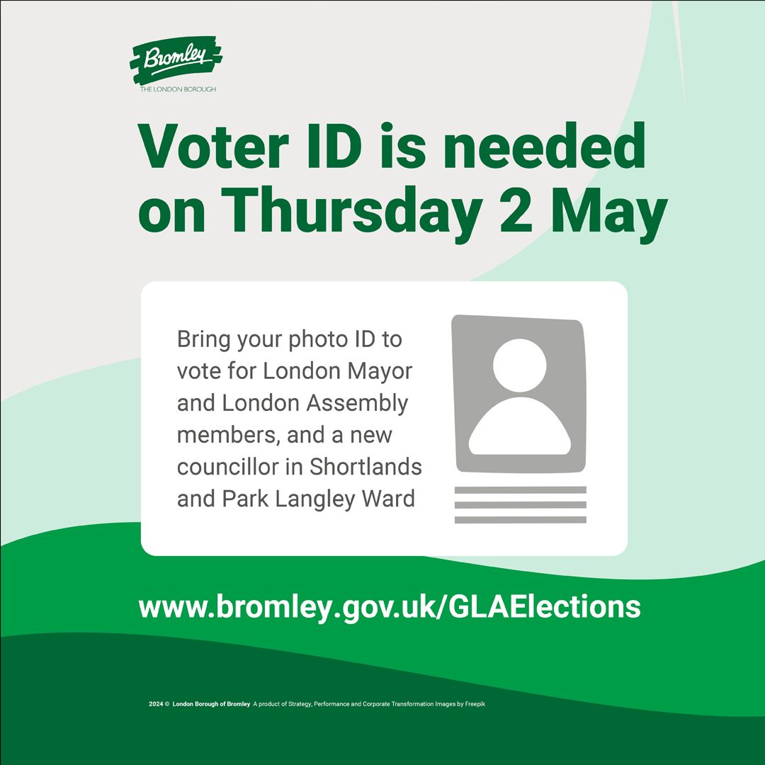 Have you checked your polling station for the London Mayor and Assembly elections on Thursday 2 May? There are changes for this election in #Beckenham, Clock House and #Penge. Remember you need photo ID to vote with details at bromley.gov.uk/GLAElections. #LondonVotes