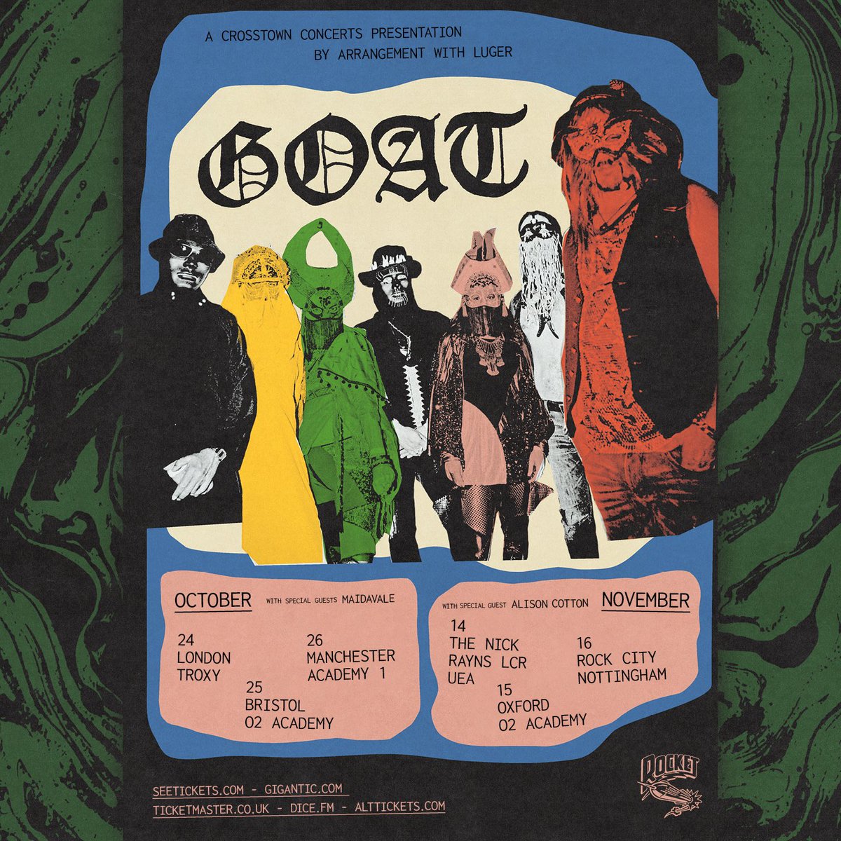 Special guests MaidaVale and Alison Cotton join Goat on tour this Autumn. Tickets are on sale here: crosstownconcerts.seetickets.com/artist/goat/70…