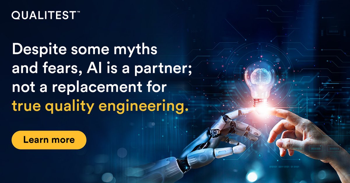 'AI is working for you, not against you,' writes Qualitest's Matthew Myers in a new blog.
Discover how #qualityengineering can stay relevant and thrive in this evolving landscape through #AI.
Read the blog here bit.ly/3WeHUOD
#ArtificialIntelligence #PerformanceTesting