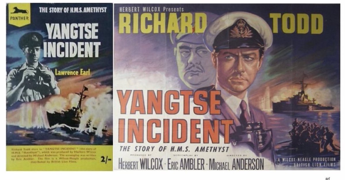 11am TODAY on @Film4         👉joint #TVFilmOfTheDay

The 1957 #War film🎥 “Yangtse Incident: The Story of H.M.S. Amethyst” directed by #MichaelAnderson from #EricAmbler’s screenplay

Based on #LawrenceEarl’s 1950 book📖 

🌟#RichardTodd #WilliamHartnell #AkimTamiroff