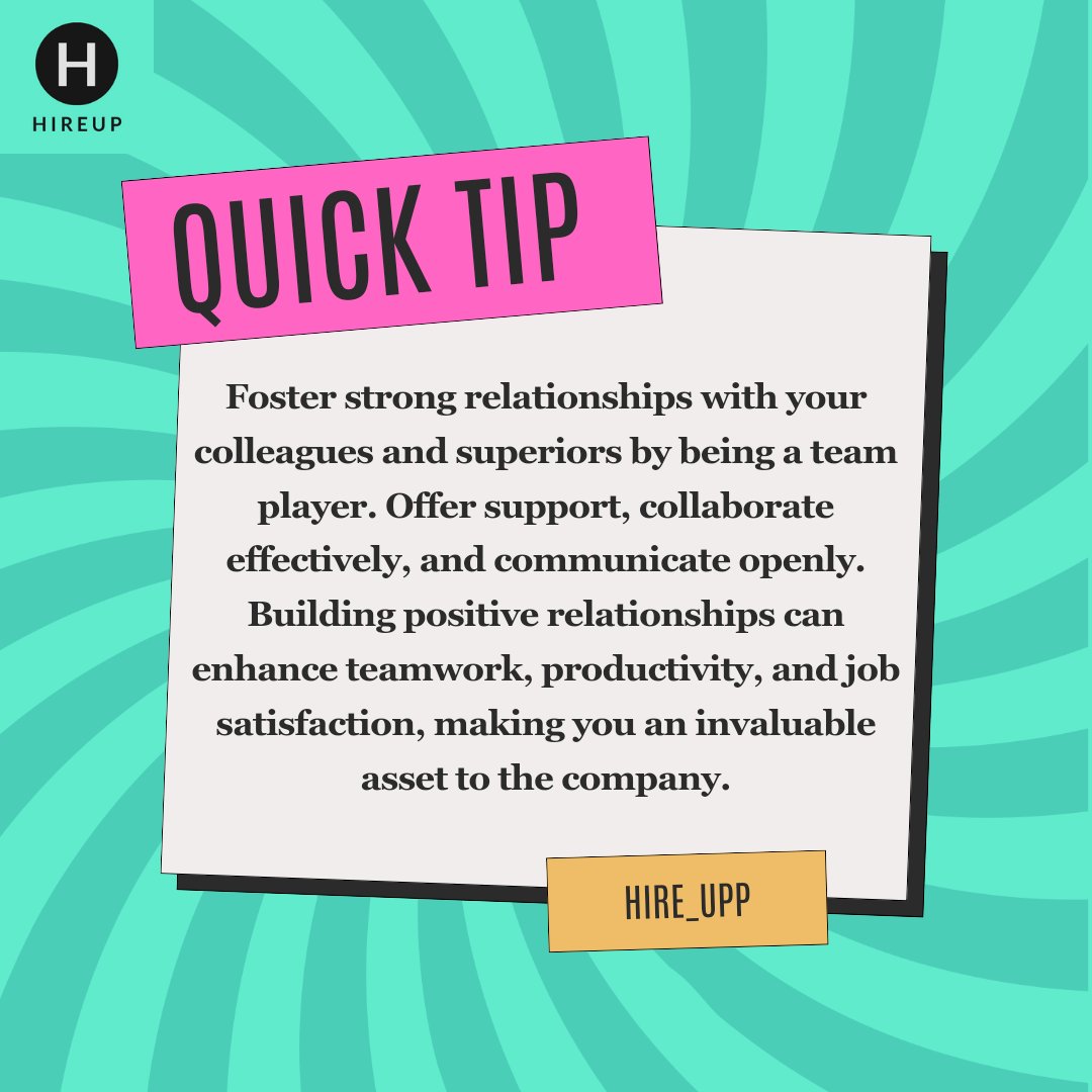 Boost your career and stand out at work by being a team player! Strengthen relationships, enhance teamwork and watch your value skyrocket. 💪💼

#RelationshipBuilding #ProfessionalDevelopment #CareerGrowth #TeamworkSkills #TeamPlayer #Tips