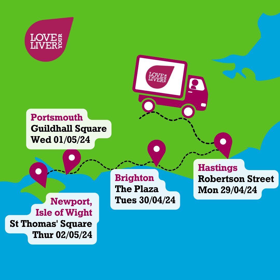 We're excited to be in the South East with our #LoveYourLiver roadshow this week We're making our way along the coast, offering the public free #LiverHealth screeners and scans. All events run from 10am - 4pm. Find out more about other locations here: britishlivertrust.org.uk/information-an…