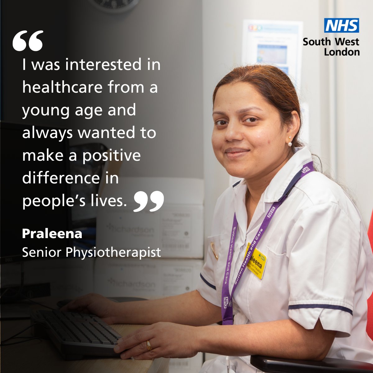 Meet Praleena, a senior physiotherapist @epsom_sthelier. Growing up Praleena watched lots of health programmes on TV. From then on, all she ever wanted to do was work in healthcare – and become the first person in her family to do so: orlo.uk/IiGwg #TeamSWLNHS