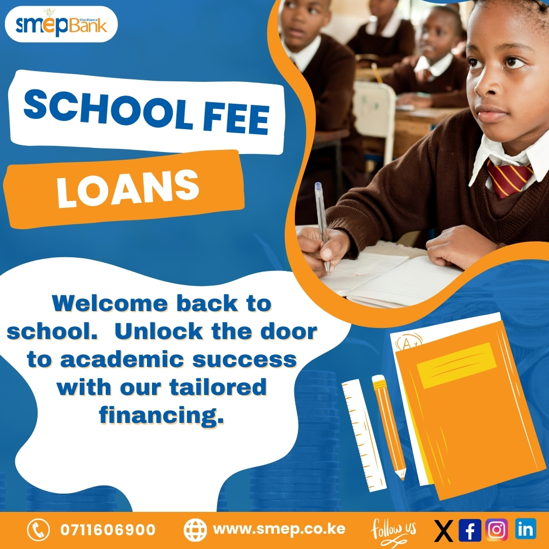 Get ahead of the back-to-school rush with SMEP Bank School Fees Loans!
Secure your child's future education stress-free. Apply now and ensure a smooth transition back to school.
#BackToSchool #SMEPBank #loanservices