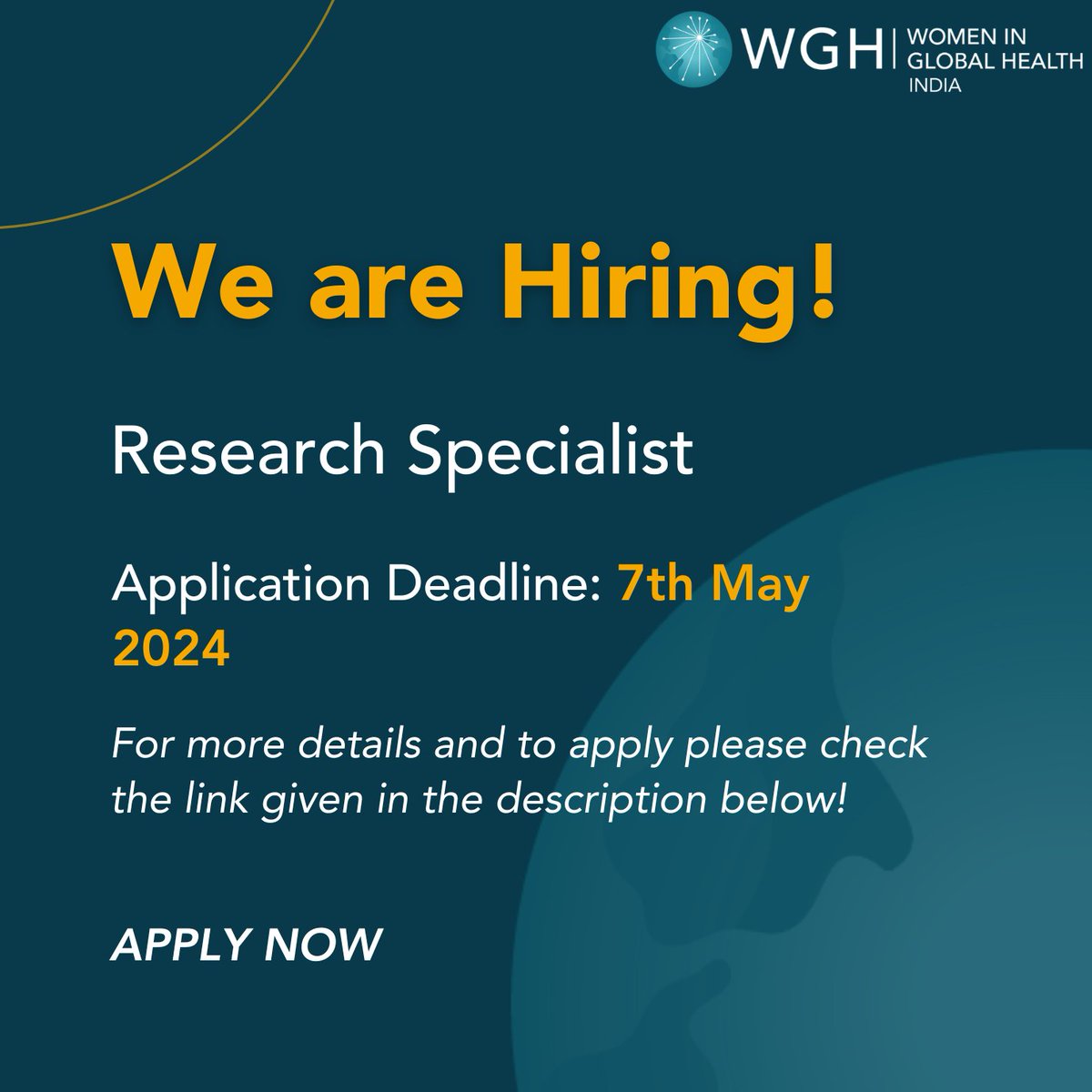 🌟 Join our WGH India team! 🌟 We're hiring a Research Specialist to drive research outputs and policy advocacy for Gender Responsive UHC in India. Learn more & apply here 👉drive.google.com/file/d/13zrExS… 📅 Apply by 7th May 2024! @womeninGH