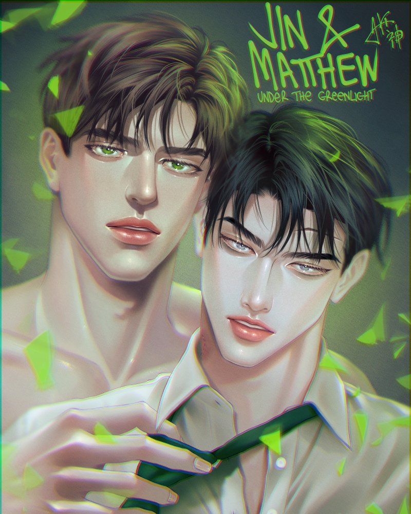 Jin & Matthew in my style 🫰🥰
I love the webtoon and I love these two characters😍
I hope you like my fanart 🫶
@jaxx_s2 
#UTGL #녹색전상 #UndertheGreenlight