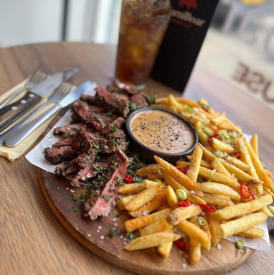 Monday special……. Sirloin, salt and pepper fries, peppercorn sauce & a drink (soft drink, beer, cocktail, wine) Available all day today…… £15 Book NOW!!! (Yes you can have it on a plate, we’ve not run out…. It was for the pic it looked decent on the board!)
