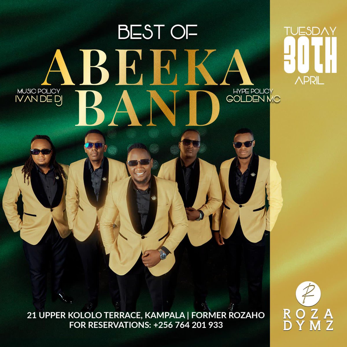 A brand new week with something special every Tuesday! We are bringing you the finest @Abeeka_band tomorrow night. For Reservations: +256 764 201 933 📍21 Upper Kololo Terrace, Kampala