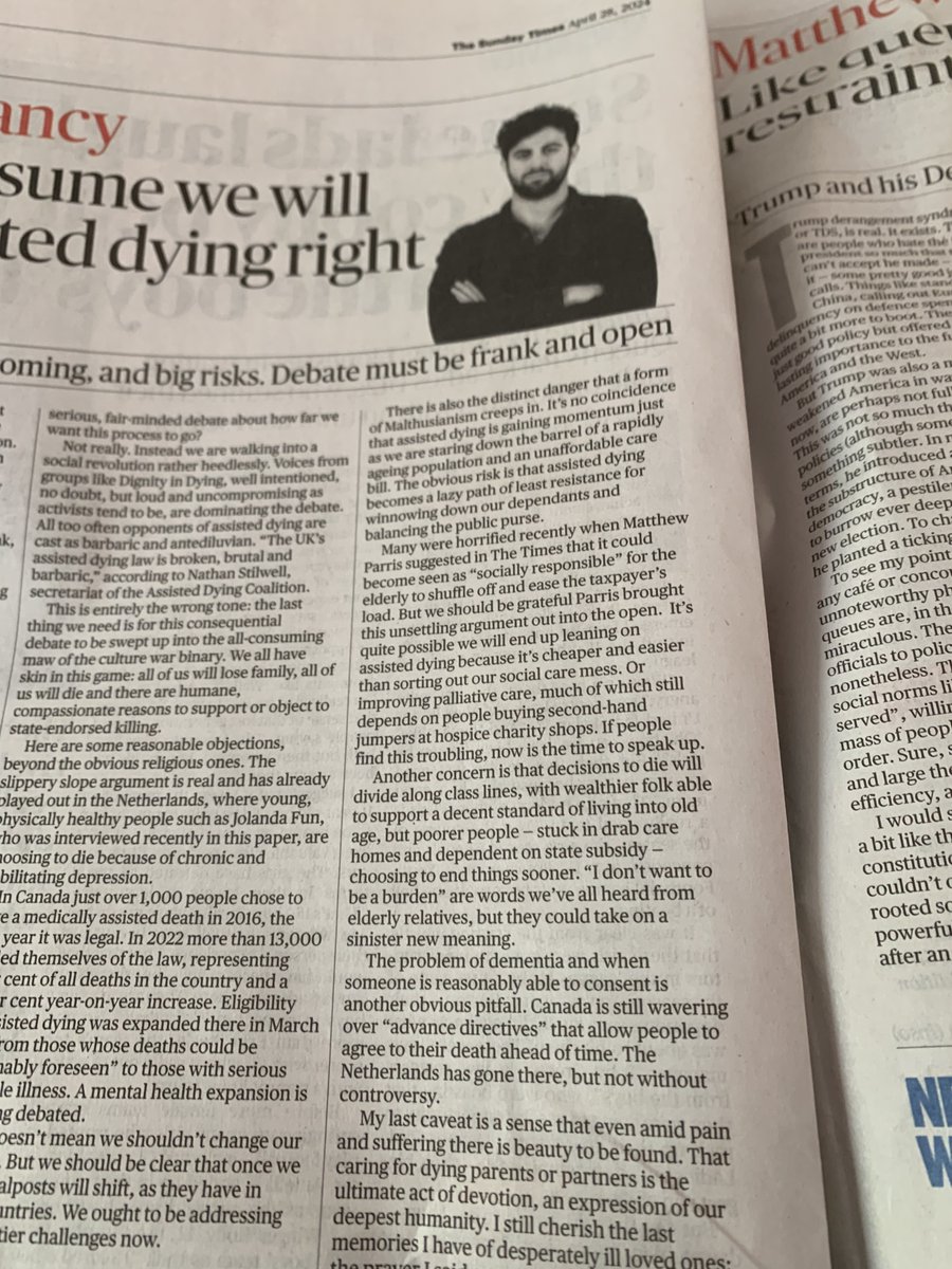 My mum has Alzheimer's and 'months left', she wouldn't want to live like this but I can't support assisted dying because my daughter has learning disabilities, I watched with horror the lack of regard for her life from politicians & doctors during covid. I agree with @joshglancy