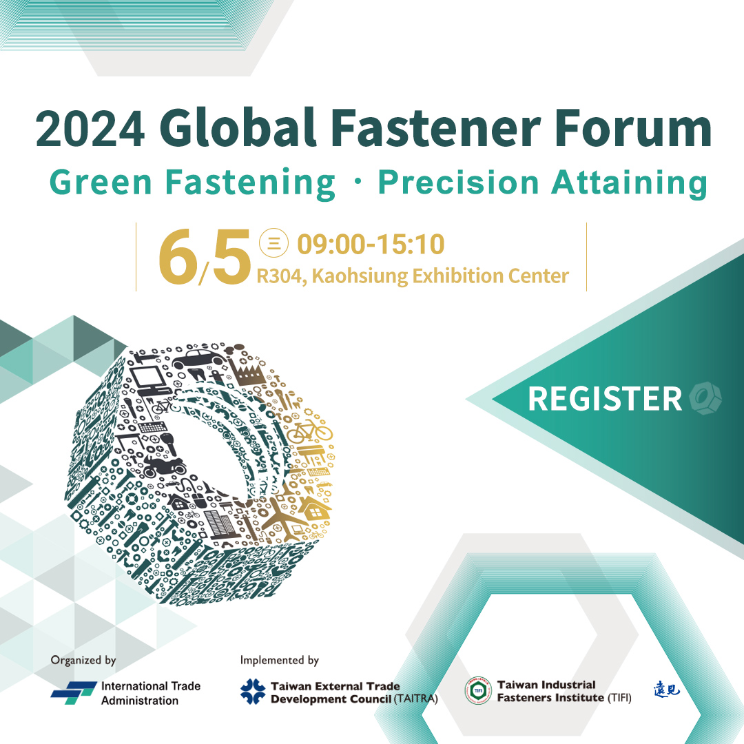🌍[𝟐𝟎𝟐𝟒 𝐆𝐥𝐨𝐛𝐚𝐥 𝐅𝐚𝐬𝐭𝐞𝐧𝐞𝐫 𝐅𝐨𝐫𝐮𝐦] Now Open for Registration - event.gvm.com.tw/2024fastenerta…! Explore global trends, sustainability, CBAM, AI integration, and more! Don't miss it at #2024FastenerTaiwan!

📅 Date: June 5, 2024 
📍 Venue: Kaohsiung Exhibition Center