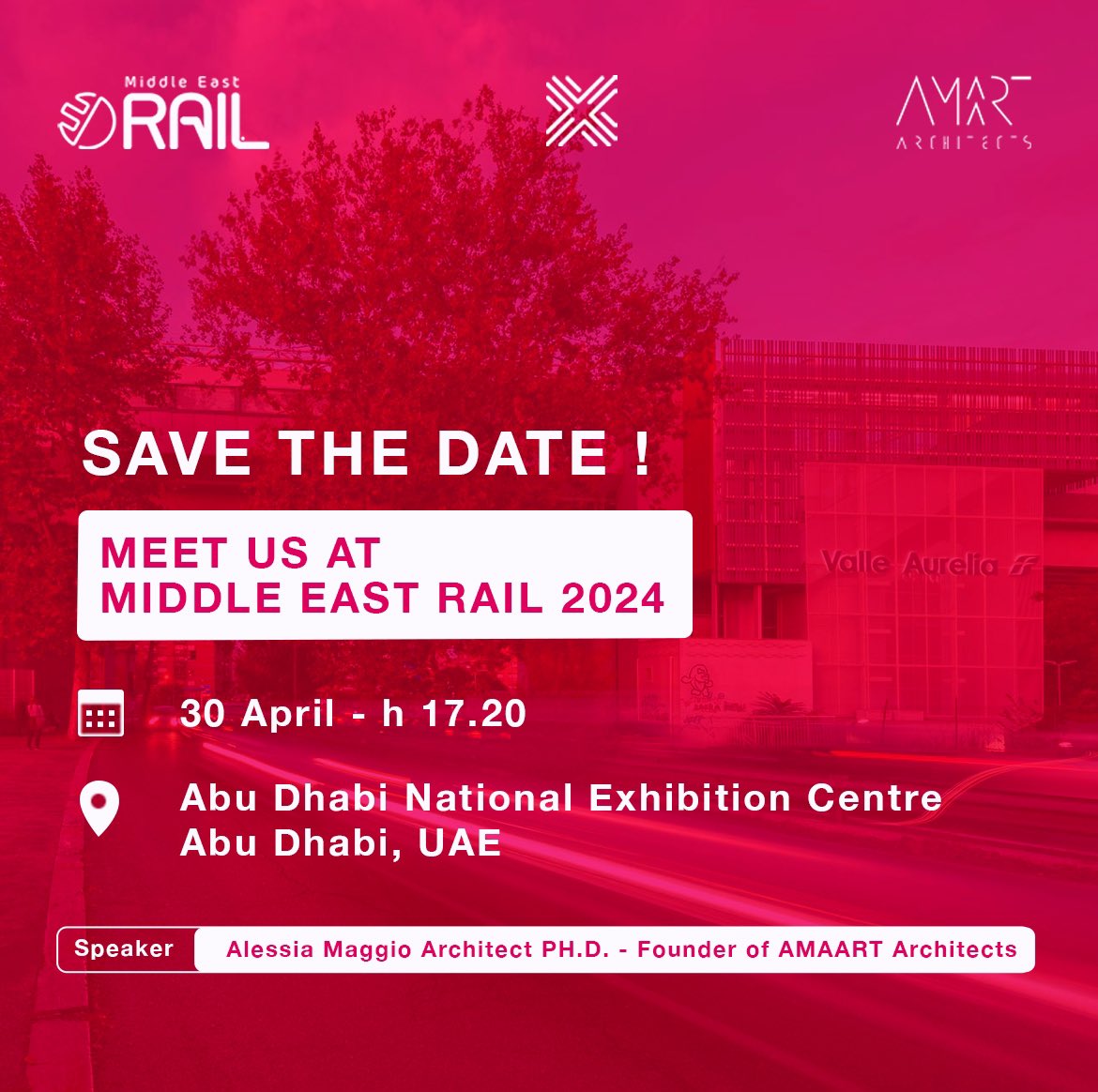 AmaartArchitect's tweet photo. A GLIMPSE INTO THE FUTURE. Alessia Maggio is speaking on 30 April at 17:20 at the National Exhibition Centre Abu Dhabi, UAE.
#MiddleEastRail #MERail #AMAART #uae #abudhabi #rail #infrastructure #urbanmobility #alessiamaggio #savethedate #architecture https://t.co/DJoKGi7dke