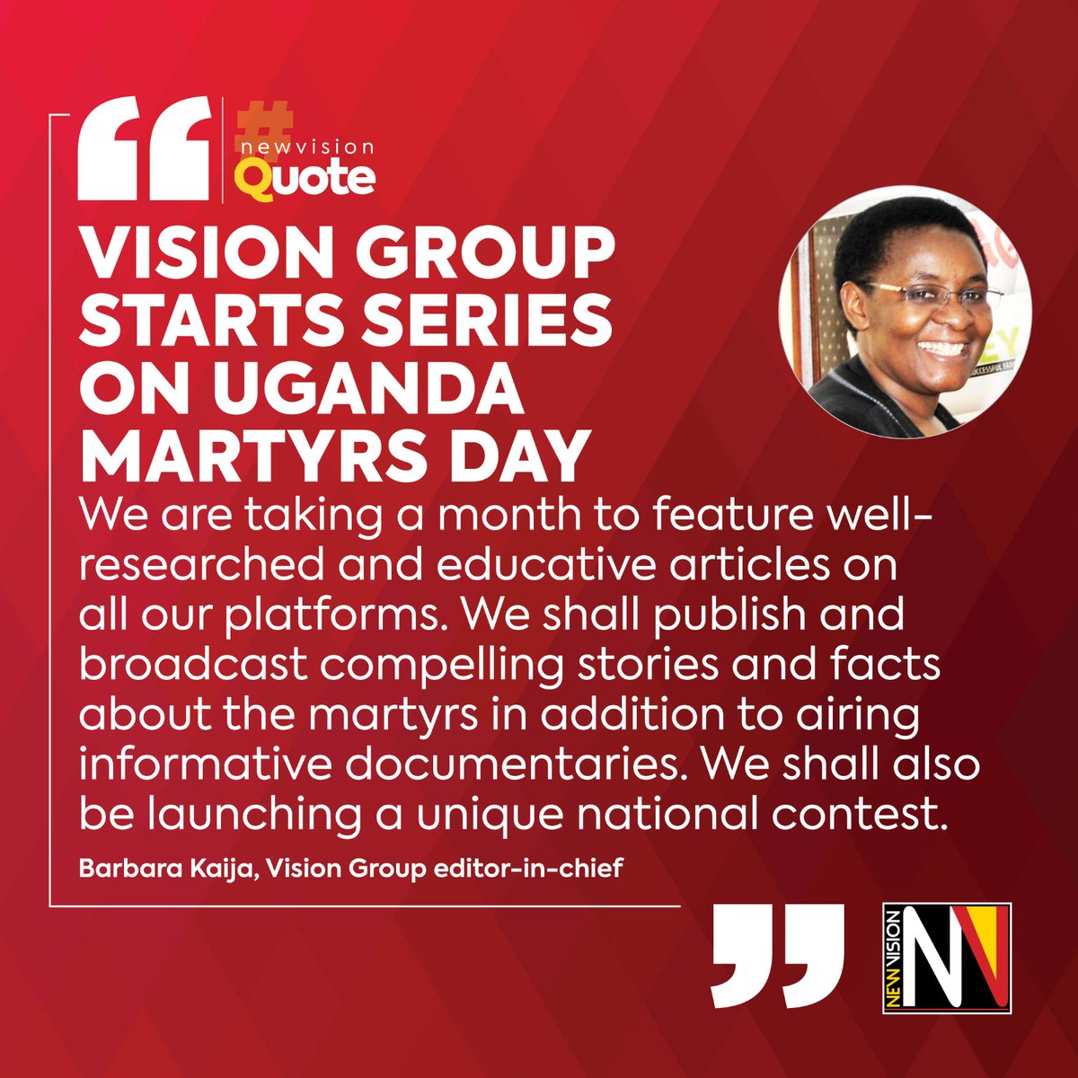 #NewVisionQuote 💬
Martyrs Day is unique. As Jerusalem is to Christians or Mecca to Muslims, so is Namugongo to Uganda and the whole of Africa. 
 
Click here to read the e-paper 👉🏽 bit.ly/3d3acBF 
#VisionUpdates

#VisionUpdates