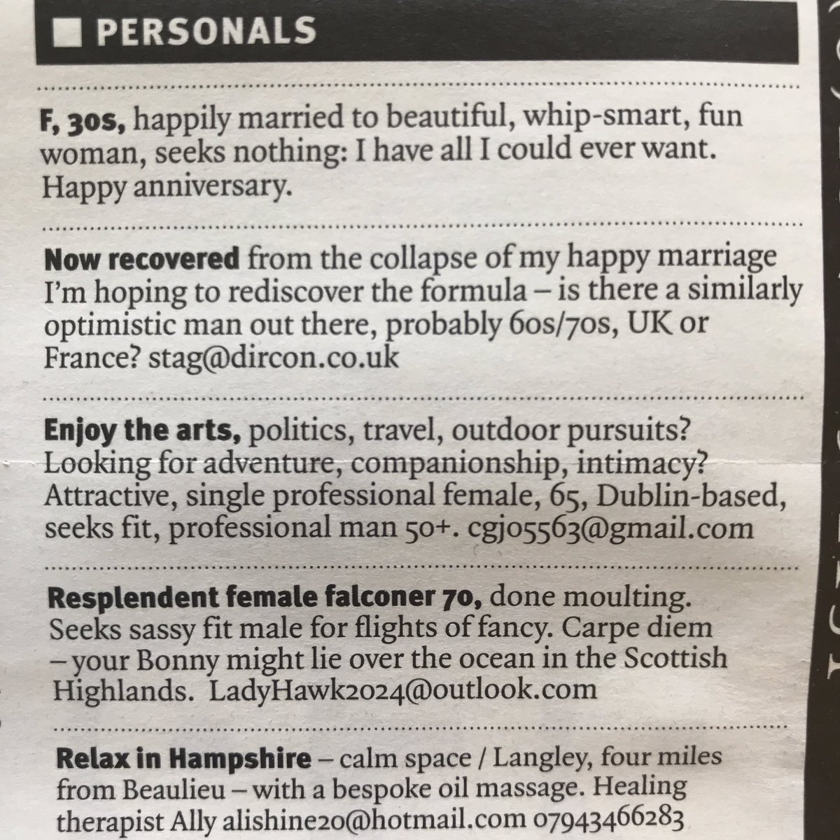 The personals section in the latest @LRB has got something for everyone