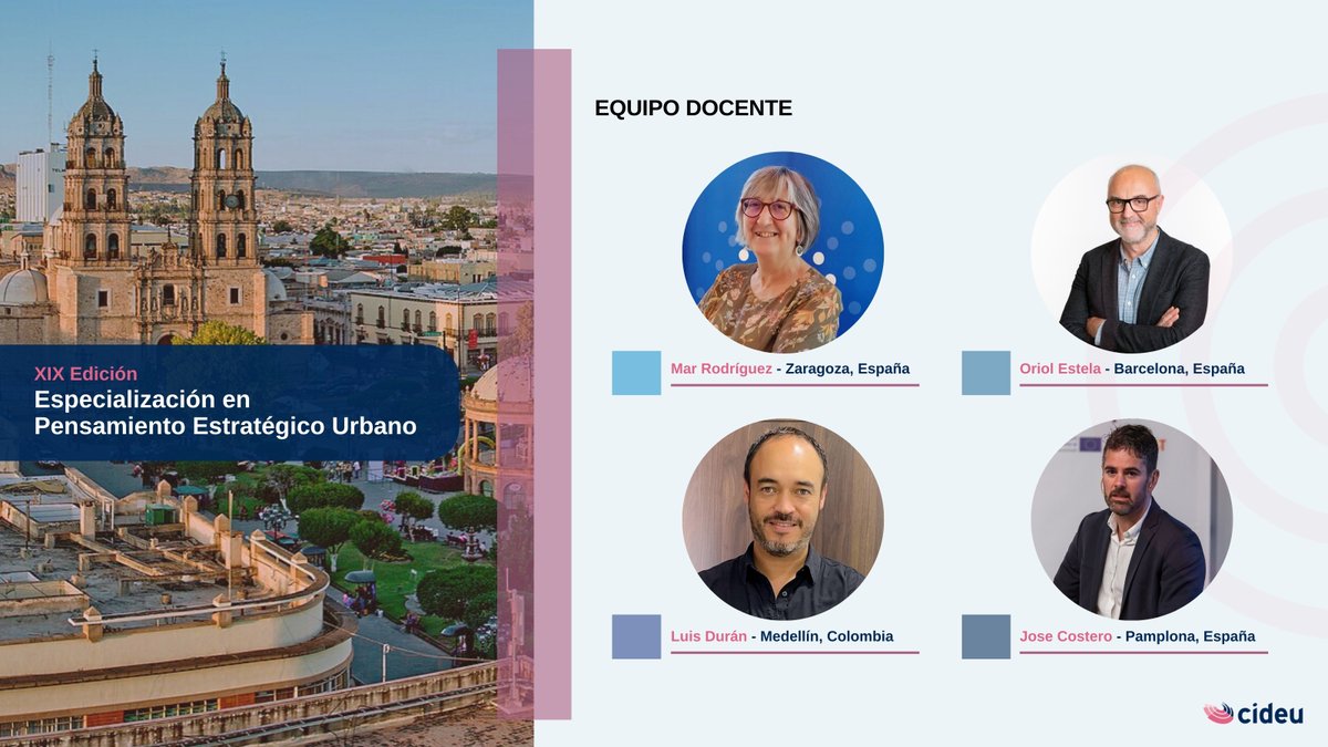 La #EspecializaciónPEU de CIDEU, cuenta con un equipo docente de primer nivel, que lideran y promueven el desarrollo de estrategias urbanas en sus ciudades. 💻Inscripciones bit.ly/3xKWPm8 👇𝘀𝗶𝗴𝘂𝗲