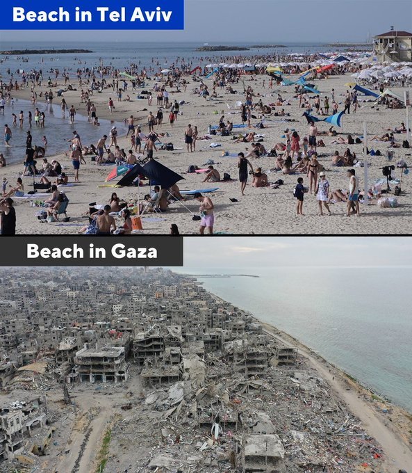 @POTUS Photo shared by the Spokesperson of the Chinese Ministry of Foreign Affairs: 'Two different worlds, 40 miles away from each other. Tel Aviv and Gaza' Killer ▶️ Biden▶️ Netanyahu ▶️British royal palace.