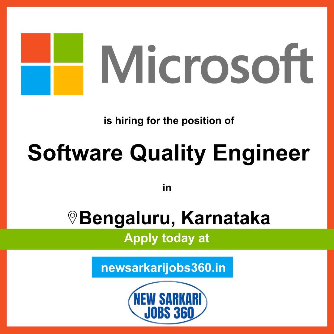 💻 Join us at Microsoft in Bengaluru! We're seeking a Software Quality Engineer to ensure our products meet the highest standards of excellence. 🌟 If you're passionate about quality assurance, apply now! #MicrosoftCareers #SoftwareQualityEngineer #BengaluruJobs