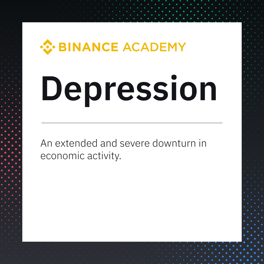 While both depressions and recessions involve economic downturns, depressions are more severe and prolonged than recessions.

Learn more on how it may impact the crypto market in our glossary 👉 academy.binance.com/en/glossary/de…