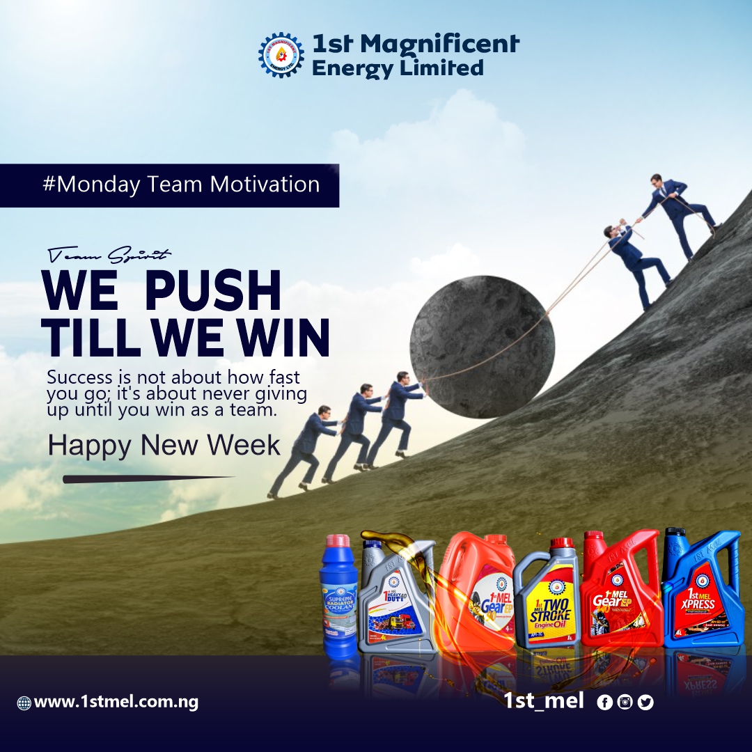 #Monday motivation 

We Push till we win!
team spirit

#MotivationMonday
#MondayMotivation
#StartStrong
#NewWeekGoals
#PositiveVibesOnly
#InspirationNation
#MotivatedMindset
#RiseAndGrind
#MondayMomentum
#FuelYourDreams