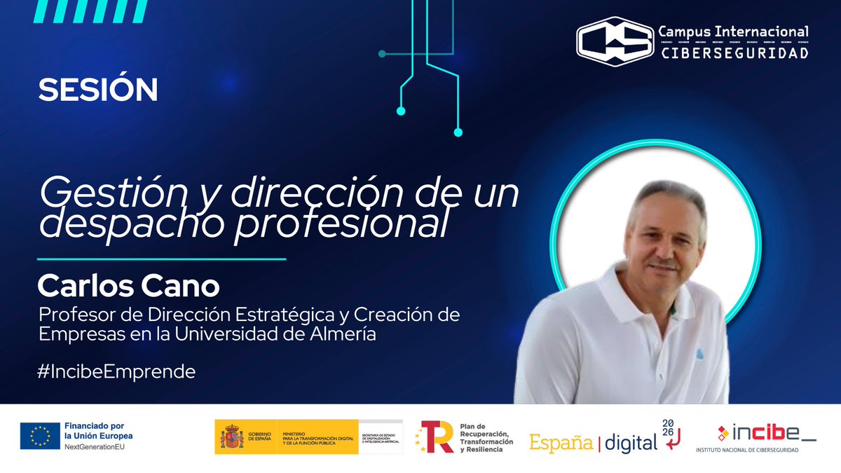 Esta semana, @creamucho, Profesor de Dirección Estratégica y Creación de Empresas en la Universidad de Almería, nos acompañará impartiendo la charla “Gestión y dirección de un despacho profesional” en el marco del Proyecto #IncibeEmprende.