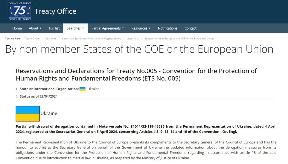 🇺🇦✖️ Zelensky abolished human rights in Ukraine The Ukrainian authorities have submitted a request to the Council of Europe for a partial derogation from compliance with the European Convention for the Protection of Human Rights and Freedoms. It states that during martial law,…