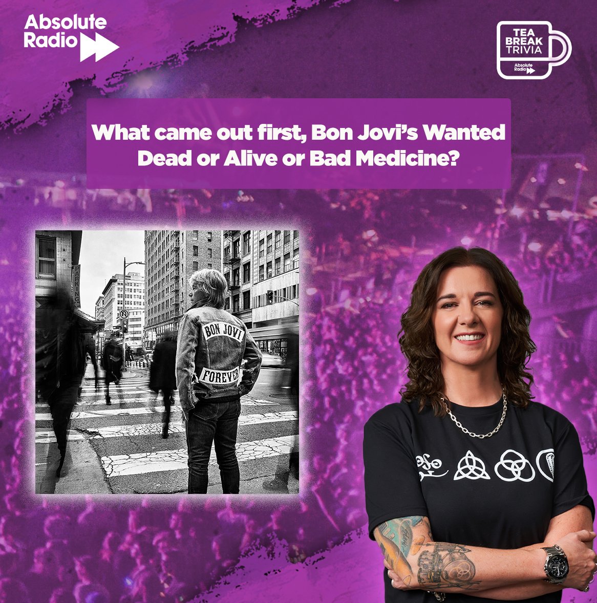 Your first #TeabreakTrivia of the week.. What came out first, Bon Jovi’s Wanted Dead or Alive or Bad Medicine? Send your answers to @leonagraham