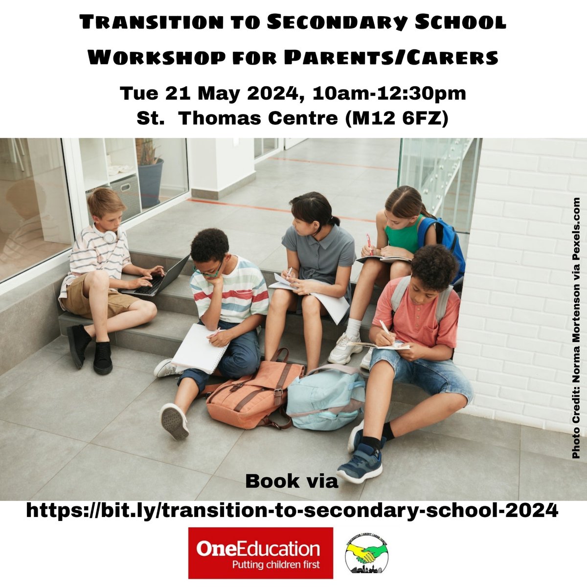 Free Transition to Secondary School workshop for parents/carers of children with #SEND in Years 4, 5 and 6, Tuesday 21st May 10am-12.30pm, St Thomas Centre, M12 6FZ. With @ManchesterMpcf and @OneEducation. Find out more and book. 👇👇👇 manchesterparentcarerforum.org.uk/event/transiti…