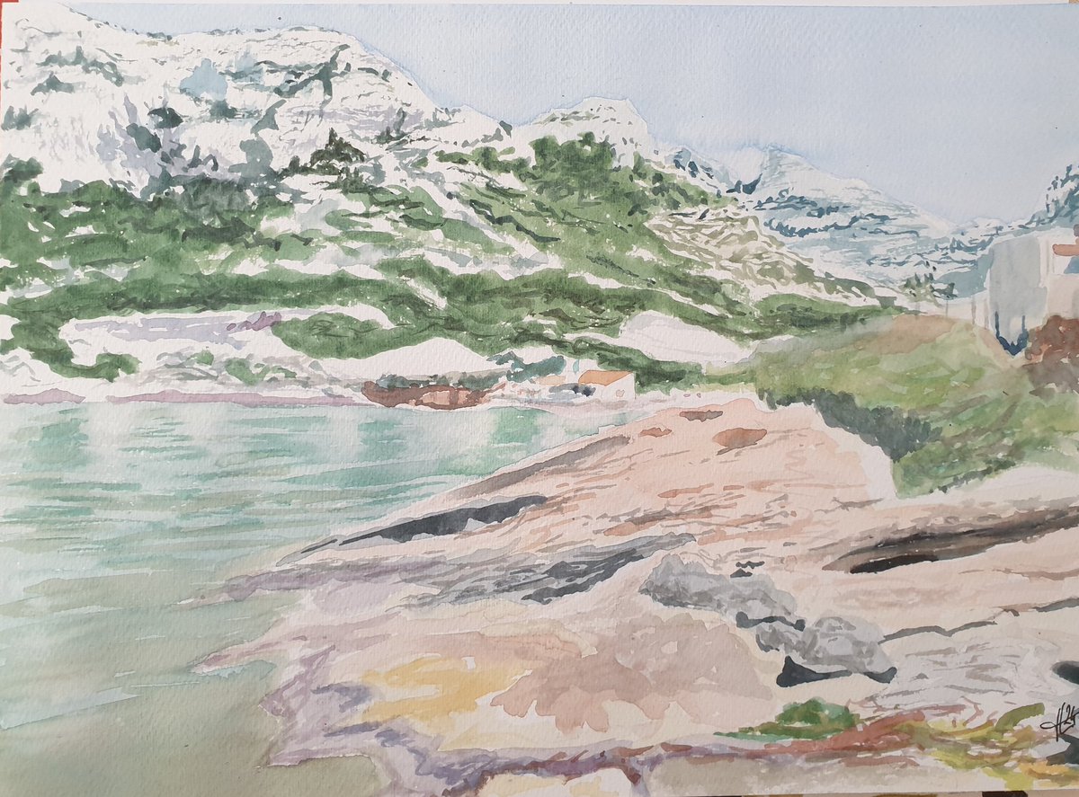 Calanque de Marseilleveyre, Marseille. 
#aquarelle #watercolor #watercolorpainting #calanques #Marseille