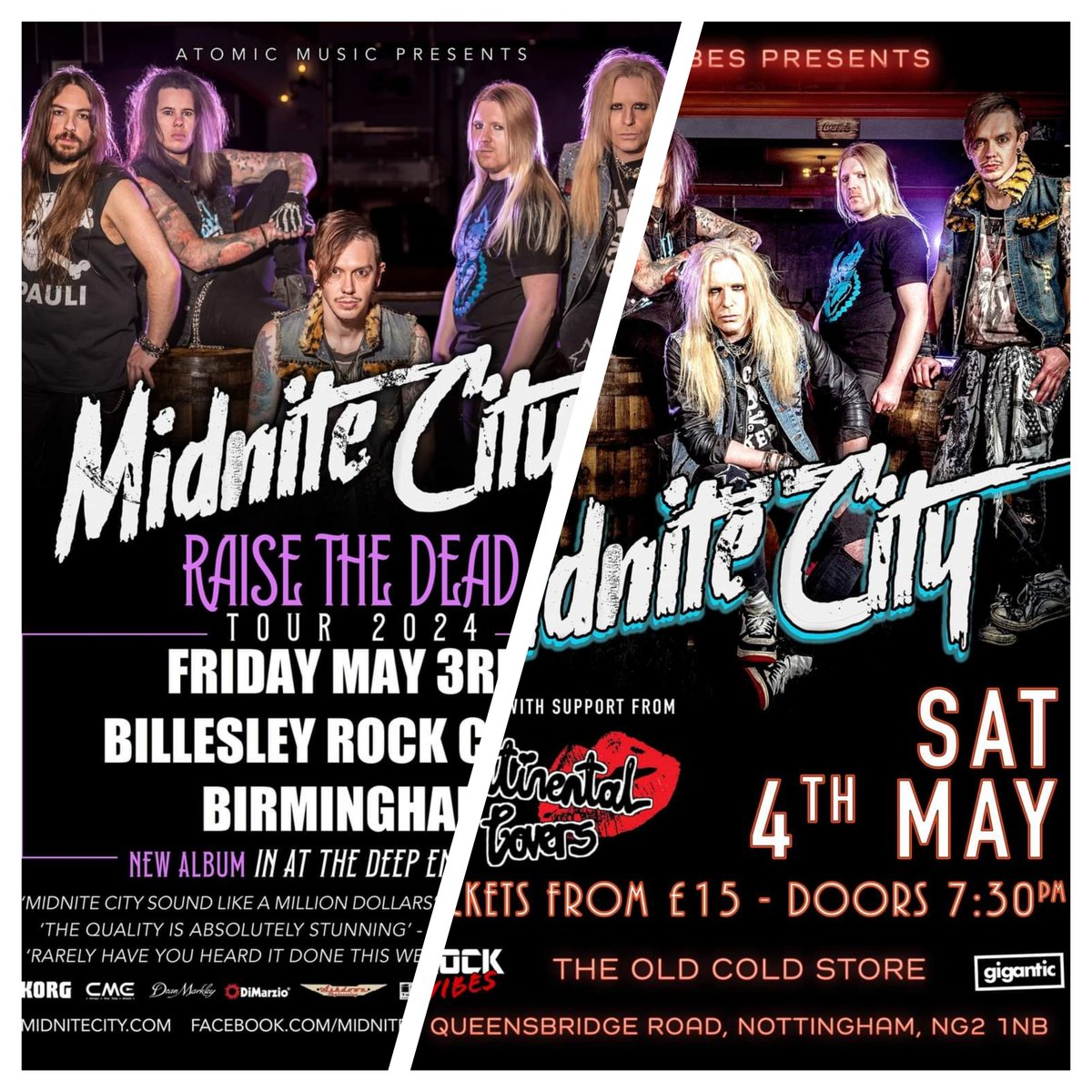 ❌️ NOTTINGHAM/ BIRMINGHAM ❌️ The RAISE THE DEAD UK TOUR comes to Billesley Rock Club this Friday and The Old Cold Store in Nottingham this Saturday! Ticket link below 👇 linktr.ee/midnitecityoff…